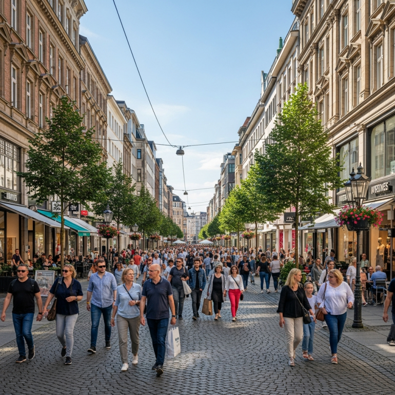Hamburger Innenstadt weiterhin gut besucht trotz Westfield-Center.