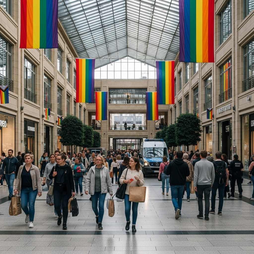 Polizei musste wegen Ärger um Regenbogenflaggen zur Europa Passage ausrücken.