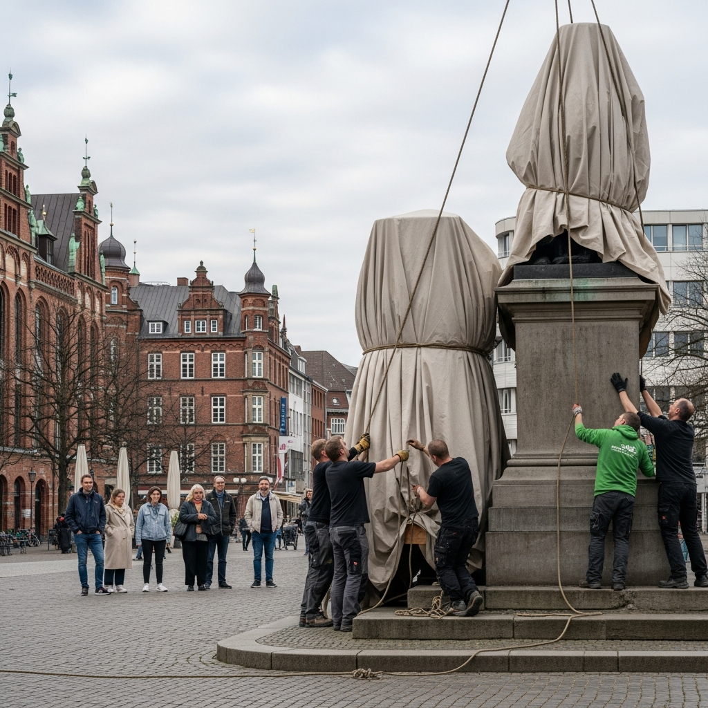 Anti-Kriegs-Denkmal "Trauerndes Kind" zurück in Harburg.