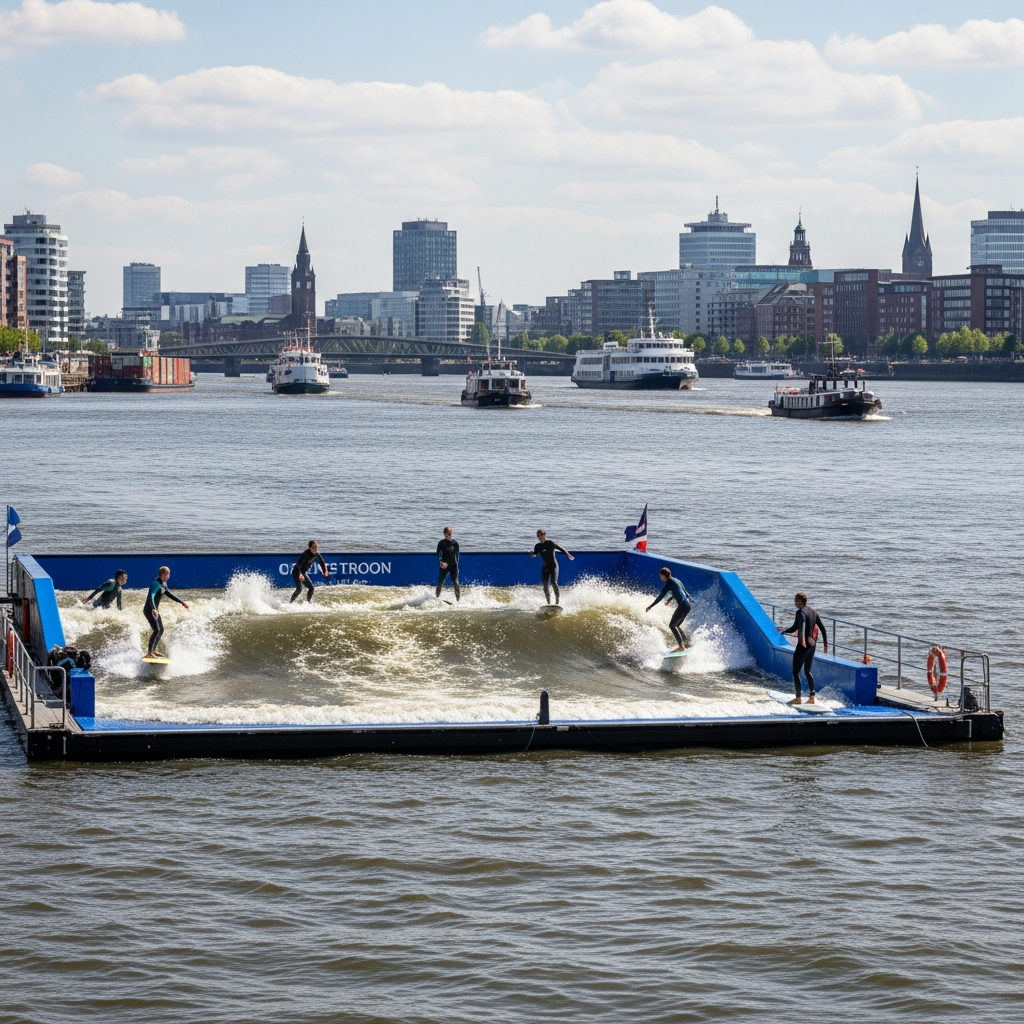 Pläne für künstliche Surfwelle auf der Elbe konkretisieren sich.