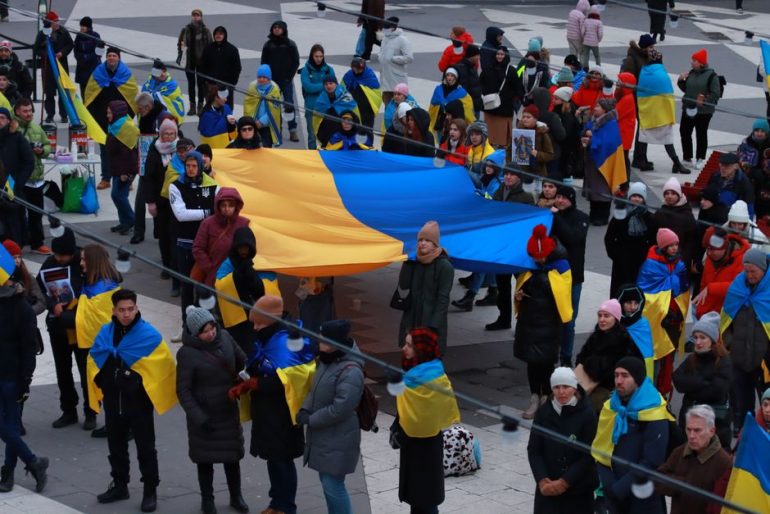 Ukraine-Demo in der Hamburger Innenstadt.