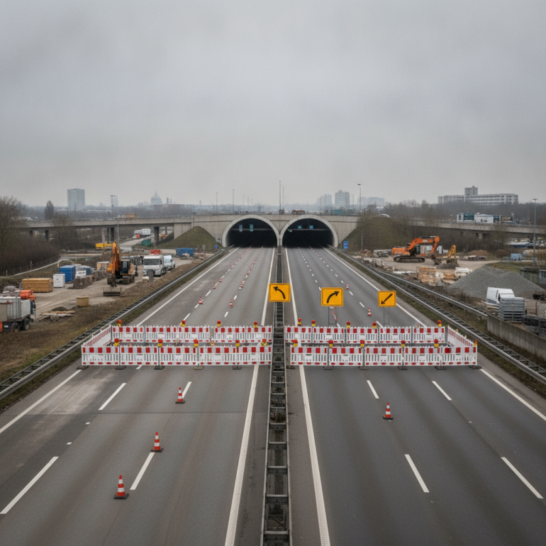 A7 und Elbtunnel für Wochenende voll gesperrt.