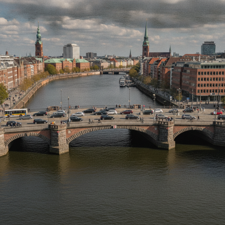 Zwei Verletzte nach Unfall an der Lombardsbrücke.