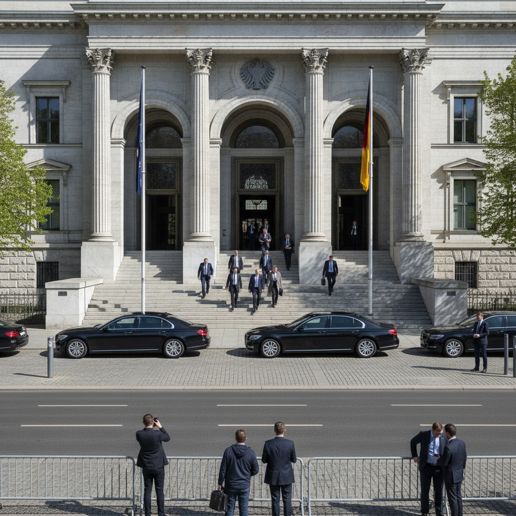 Kasachischer Präsident beim Kanzler.