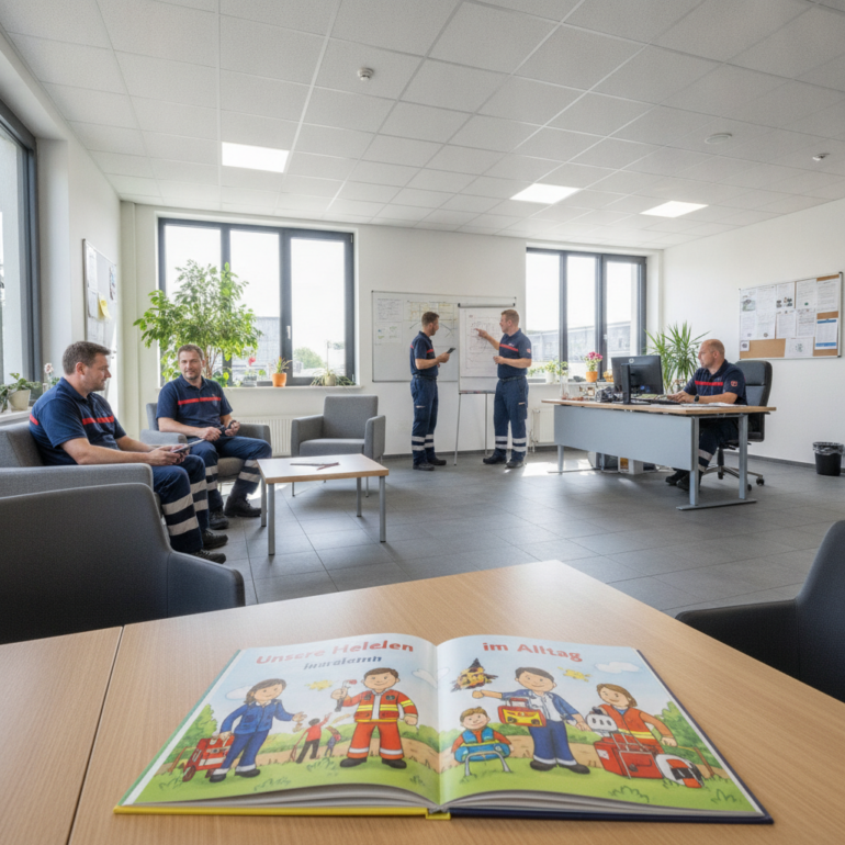 Notfallsanitäter hilft Kindern, Ängste vor Notsituationen abzubauen.