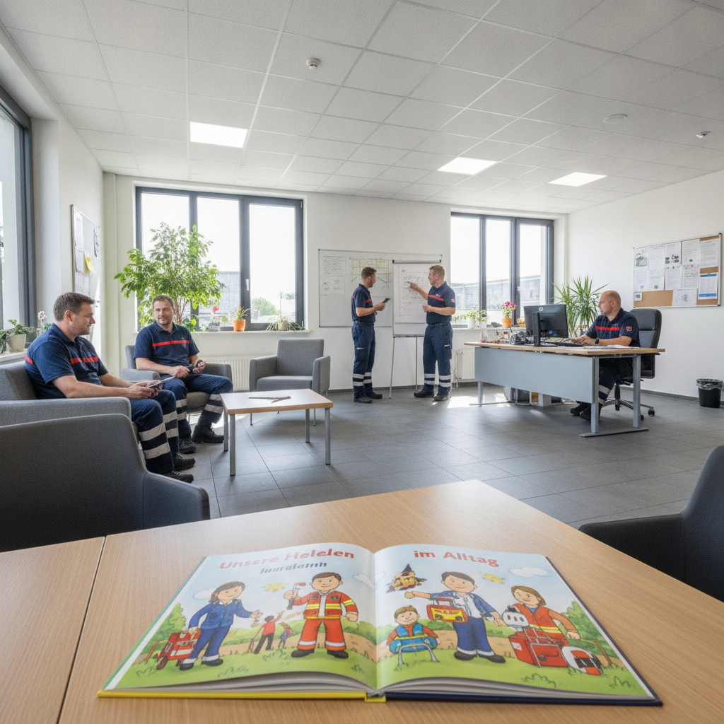 Notfallsanitäter hilft Kindern, Ängste vor Notsituationen abzubauen.