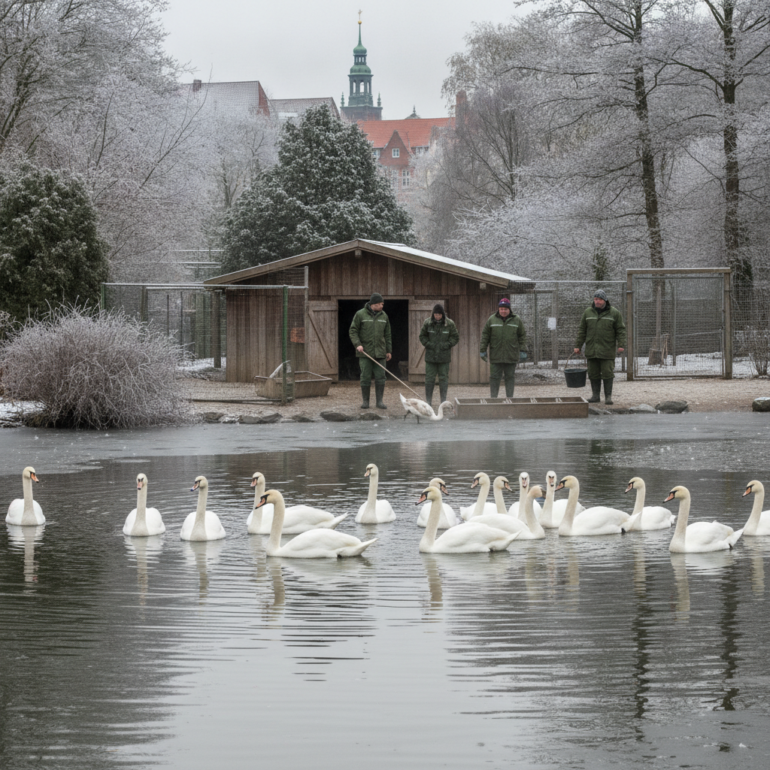 Hamburgs Alsterschwäne sind im Winterquartier angekommen.