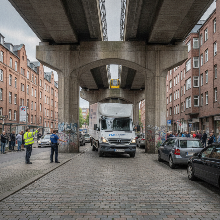 U3-Verkehr unterbrochen nach Lkw-Unfall in Barmbek.