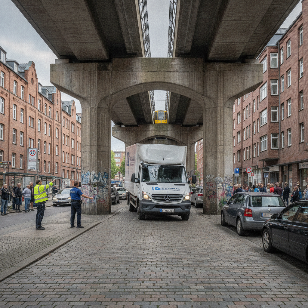 U3-Verkehr unterbrochen nach Lkw-Unfall in Barmbek.