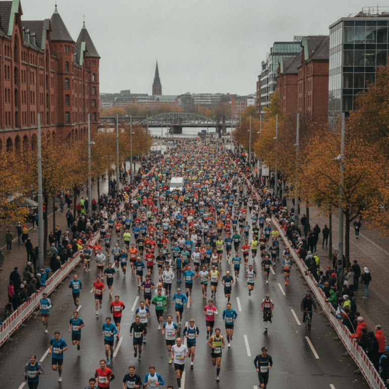 Hamburg Halbmarathon trotzt Herbstwetter – Läufer reanimiert.