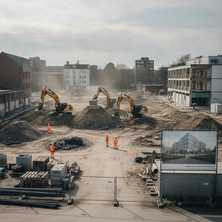 Baustart für neuen Handwerker- und Gewerbehof in Dulsberg.
