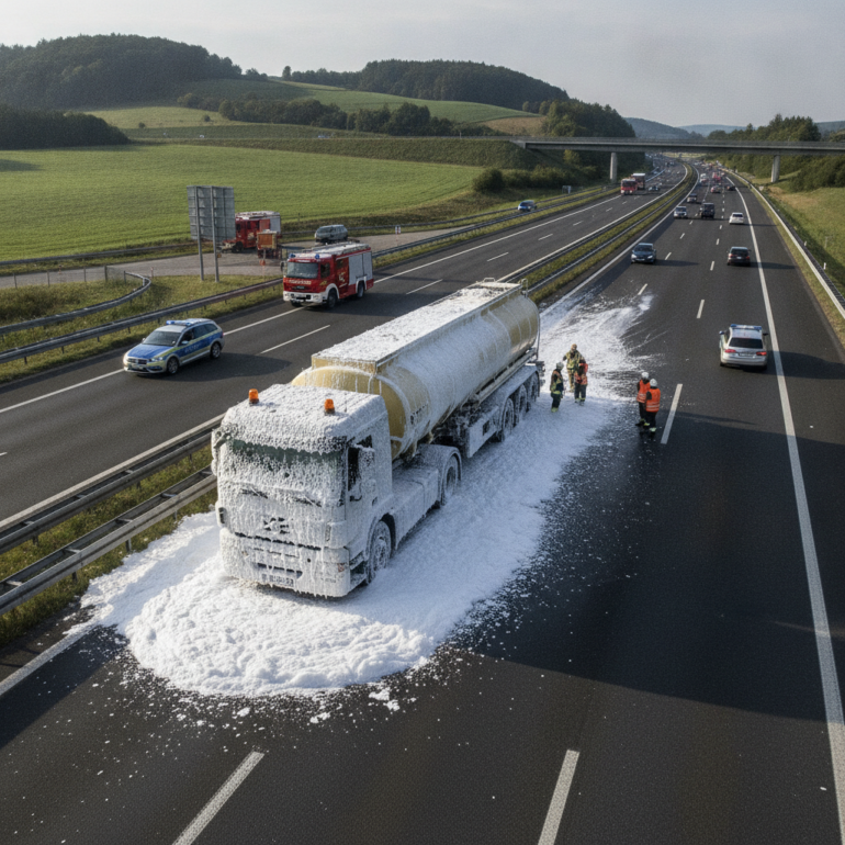 Milchlasterbrand auf A7-Raststätte.
