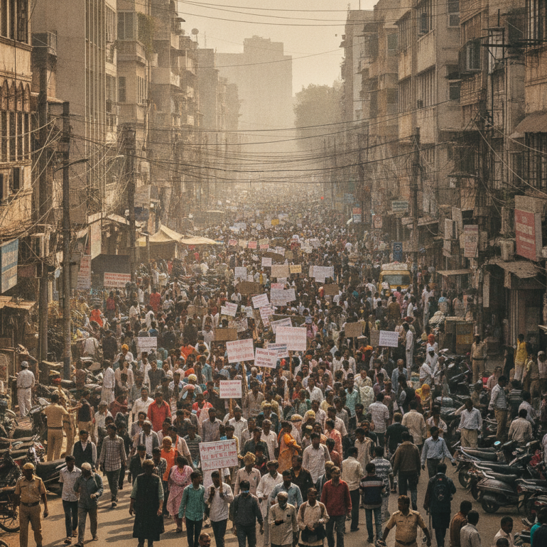 Indiens Oppositionsführer Gandhi bei Protesten festgenommen.